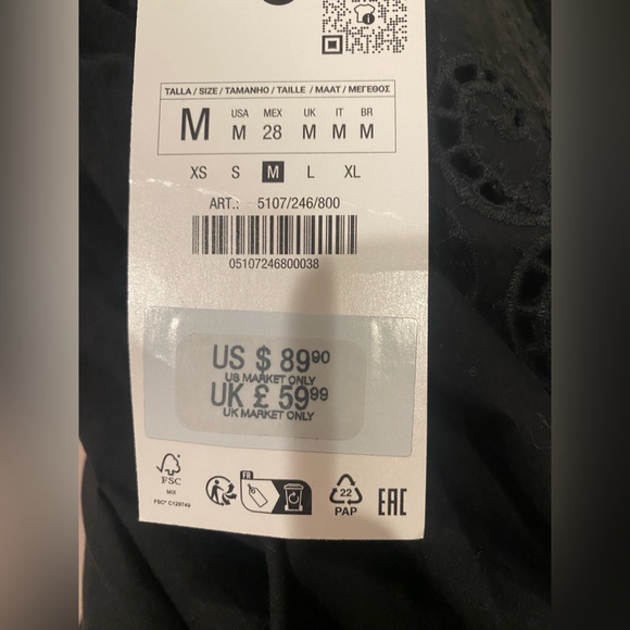 Zara Black Eyelet Trim Poplin Maxi Dress - Picture 7 of 9